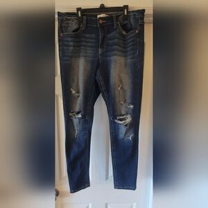 BKE Dark Blue Distressed Skinny Jeans